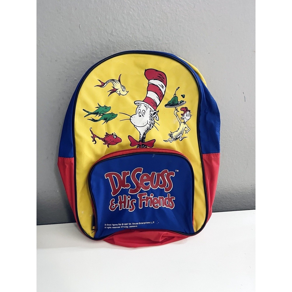 Dr. Seuss Backpack Cat In The Hat & Friends Book School Bag Case Holder Vintage‎